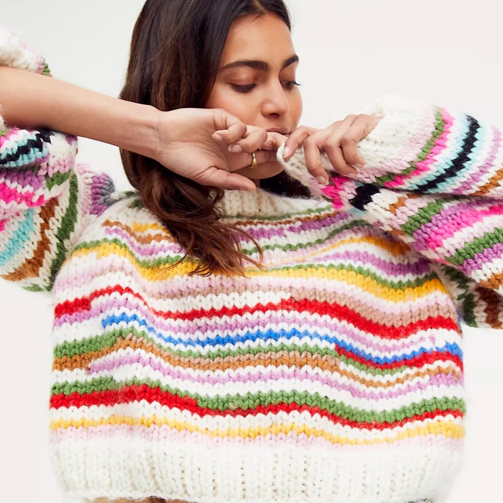 GOGO The No Waste Pullover Multicolor Striped Women's Sweater
